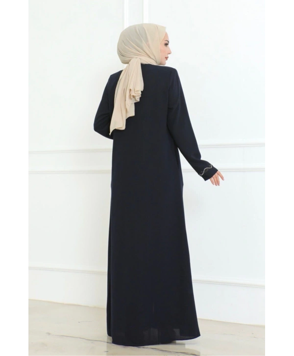 Büyük Beden Taş Detaylı Ferace