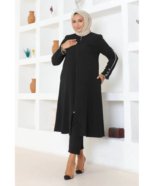 Kol Düğme Detaylı Linda Kap -Siyah