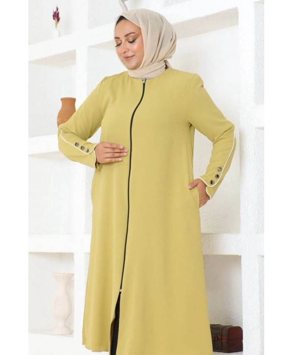 Kol Düğme Detaylı Linda Kap -Yağ Yeşili