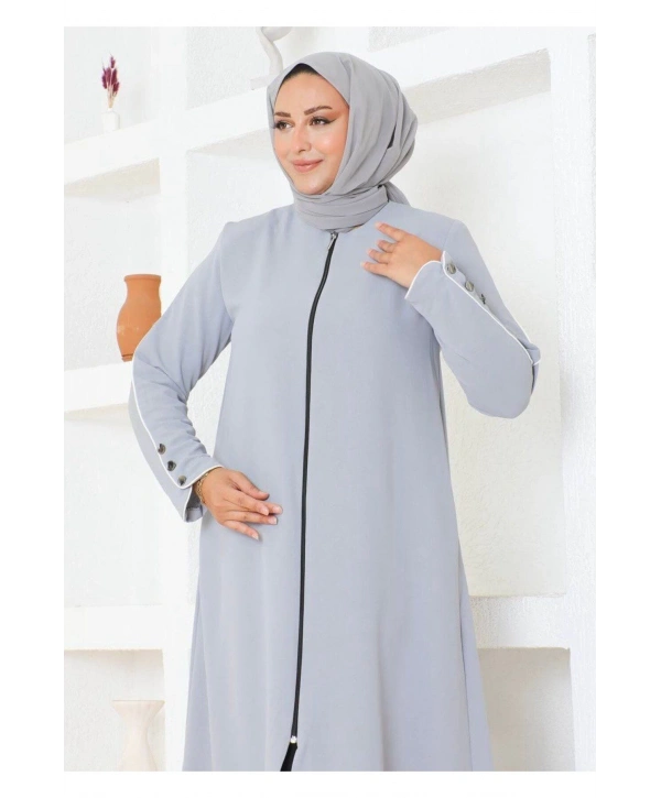 Kol Düğme Detaylı Linda Kap -Gri