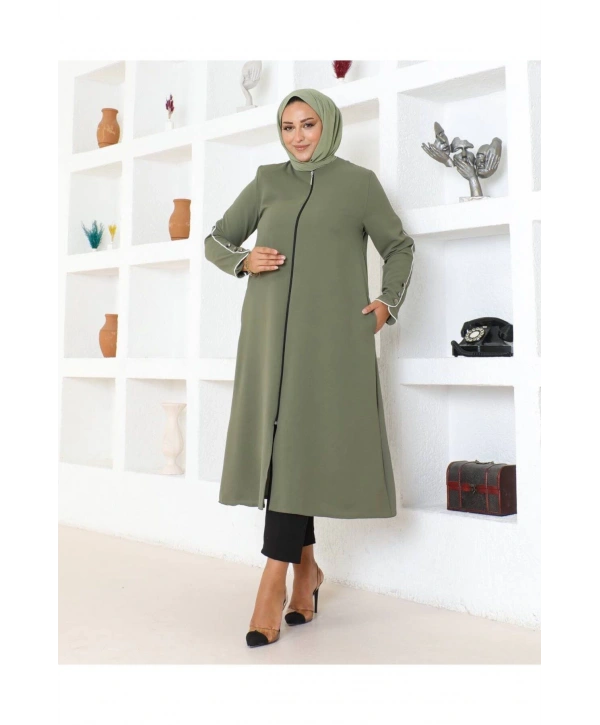 Kol Düğme Detaylı Linda Kap -Haki