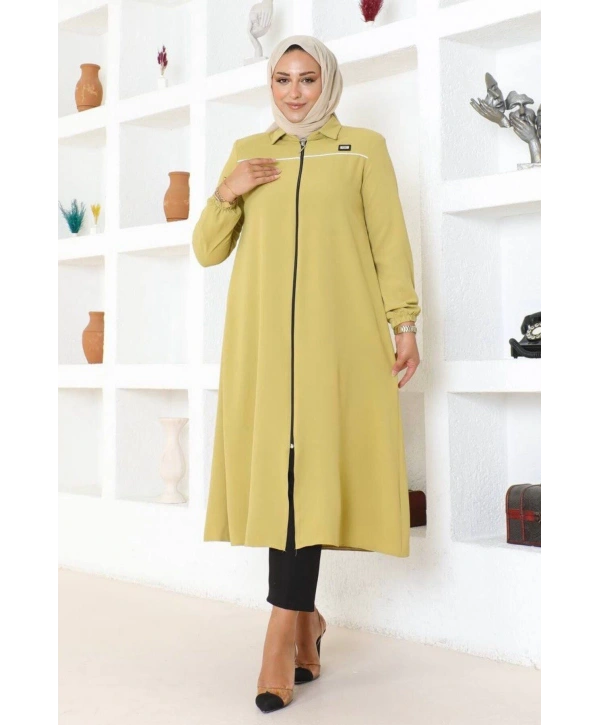 Arma ve Biye Detaylı Ara Boy Kap - Yağ Yeşili / K0103