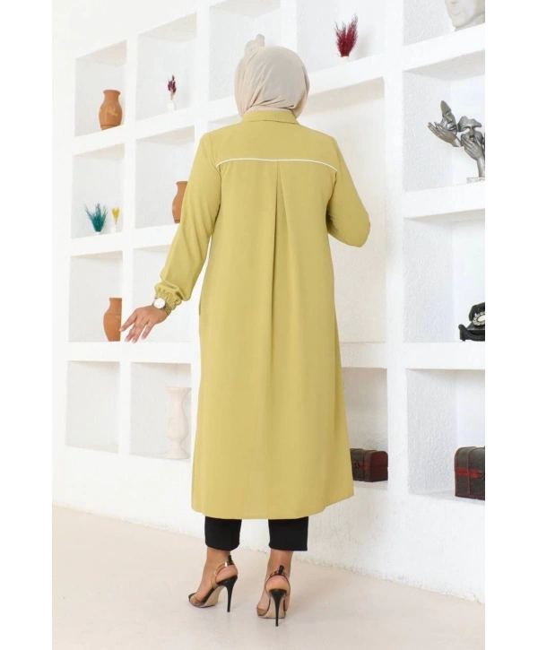 Arma ve Biye Detaylı Ara Boy Kap - Yağ Yeşili / K0103