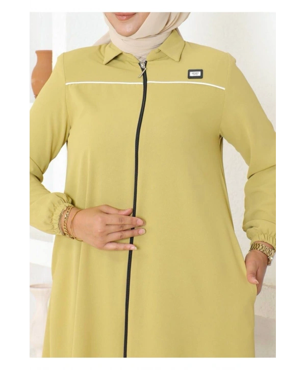 Arma ve Biye Detaylı Ara Boy Kap - Yağ Yeşili / K0103