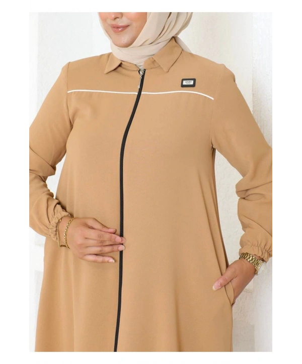 Arma ve Biye Detaylı Ara Boy Kap - Camel / K0103