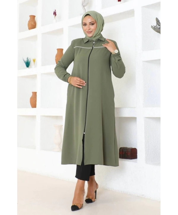 Arma ve Biye Detaylı Ara Boy Kap - Haki / K0103