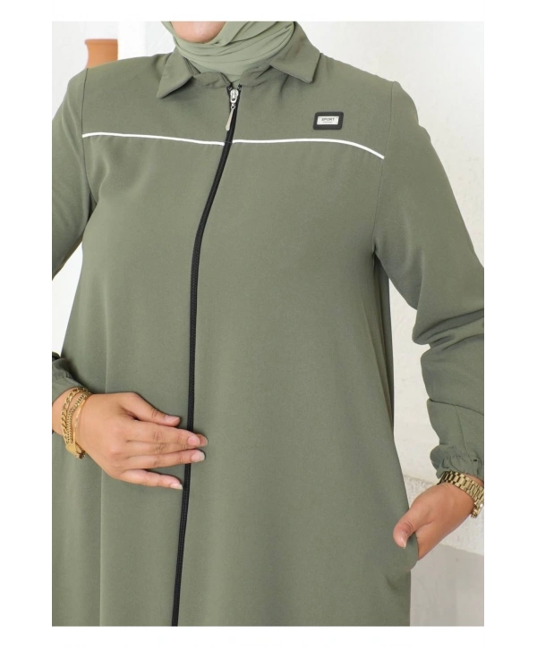 Arma ve Biye Detaylı Ara Boy Kap - Haki / K0103