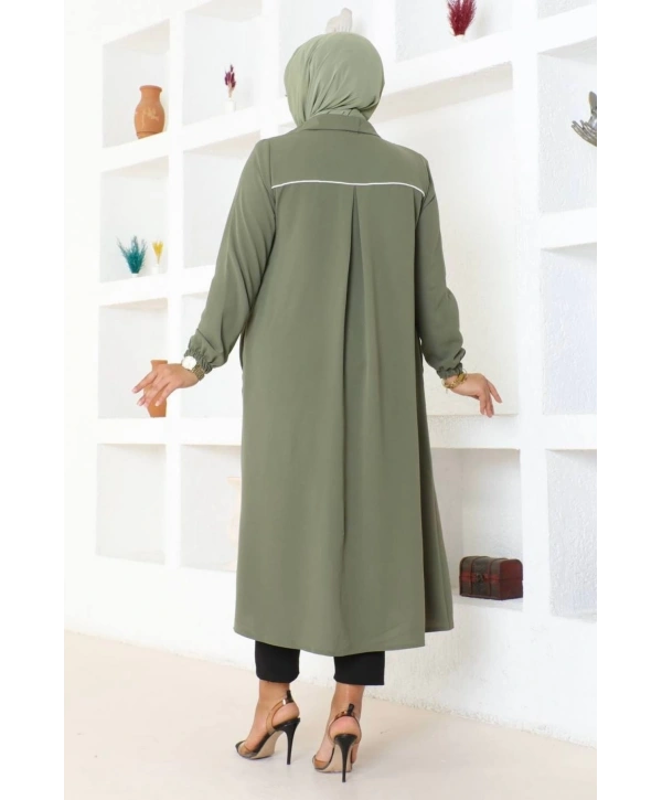 Arma ve Biye Detaylı Ara Boy Kap - Haki / K0103