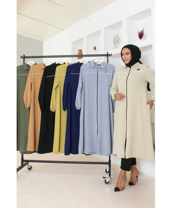 Arma ve Biye Detaylı Ara Boy Kap - Haki / K0103