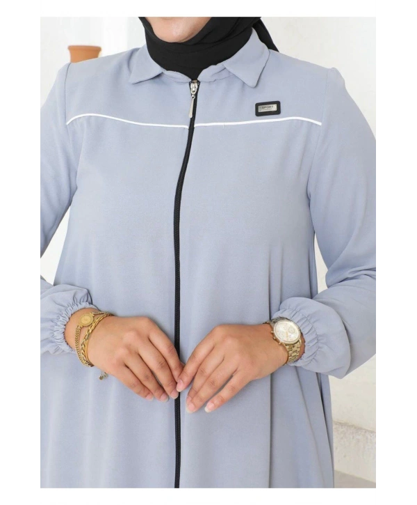 Arma ve Biye Detaylı Ara Boy Kap - Gri / K0103