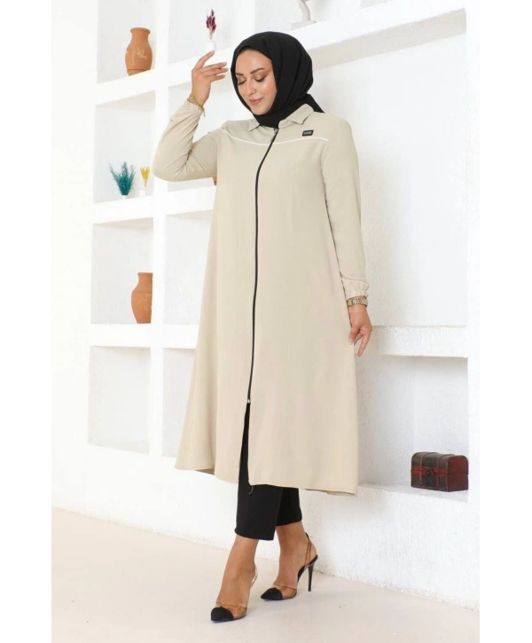 Arma ve Biye Detaylı Ara Boy Kap - Krem / K0103