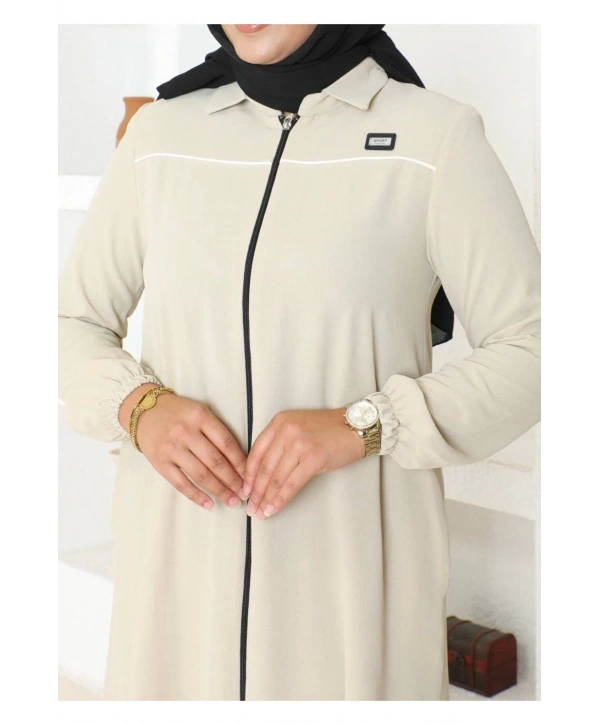 Arma ve Biye Detaylı Ara Boy Kap - Krem / K0103