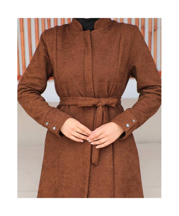 Tam Boy Kuşaklı Gizli Fermuarlı Mevlana Ferace