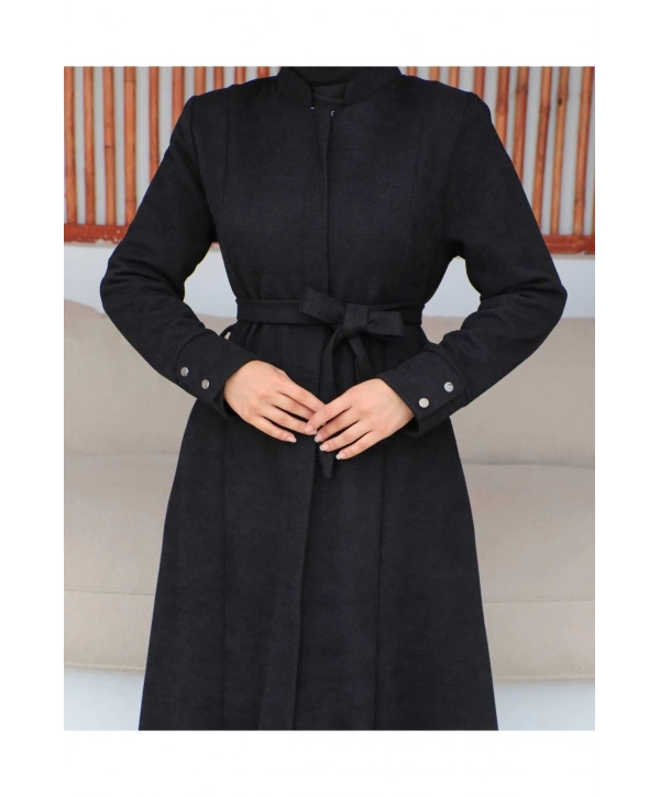 Tam Boy Kuşaklı Gizli Fermuarlı Mevlana Ferace