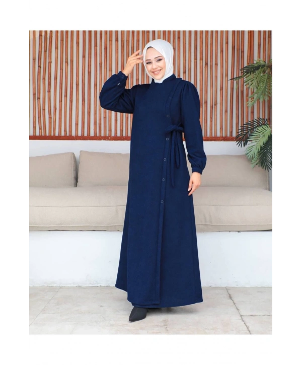 Bağlamalı çıt çıt Detaylı ferace , Lacivert