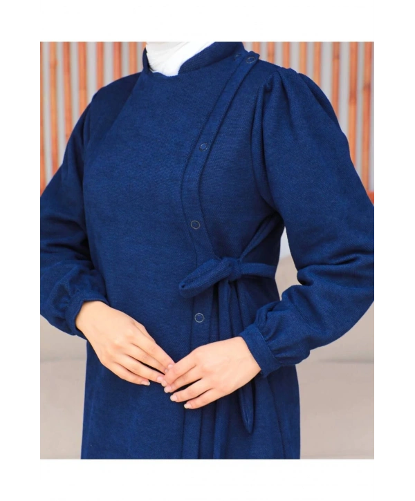 Bağlamalı çıt çıt Detaylı ferace , Lacivert