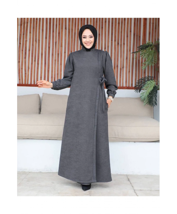 Bağlamalı çıt çıt Detaylı ferace , Gri