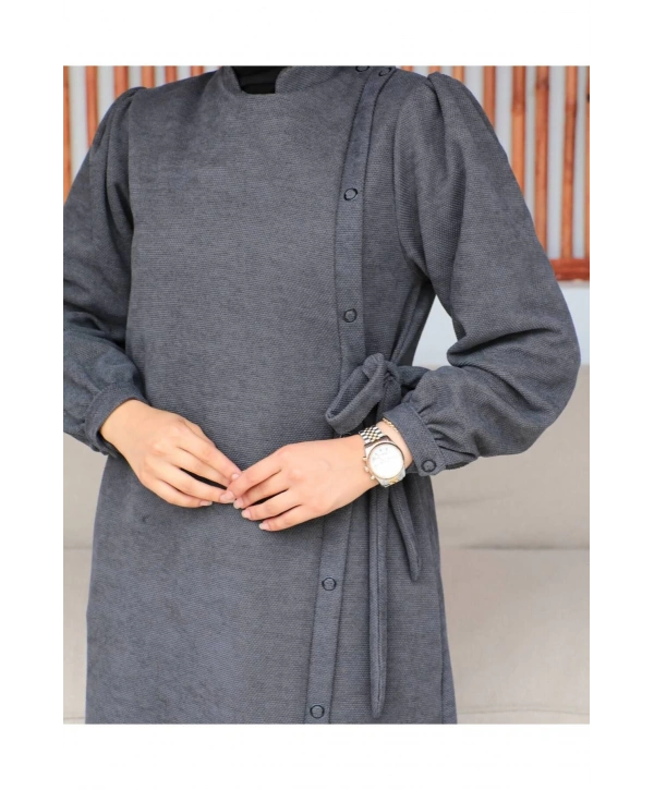 Bağlamalı çıt çıt Detaylı ferace , Gri