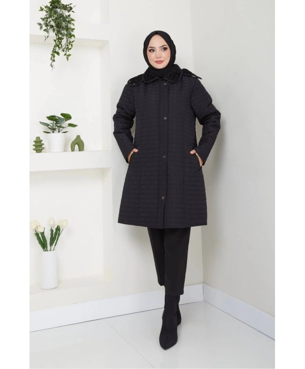 İçi Kürklü Kapüşonlu Kaban Mont