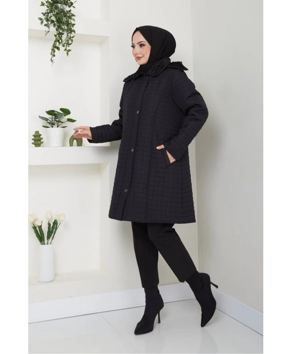 İçi Kürklü Kapüşonlu Kaban Mont