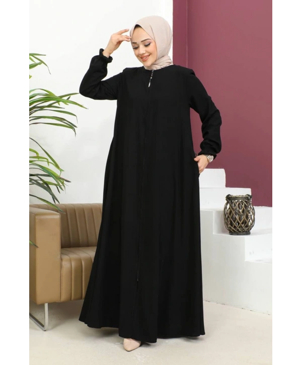 Medine İpeği Mevlana Ferace - Siyah / F0123