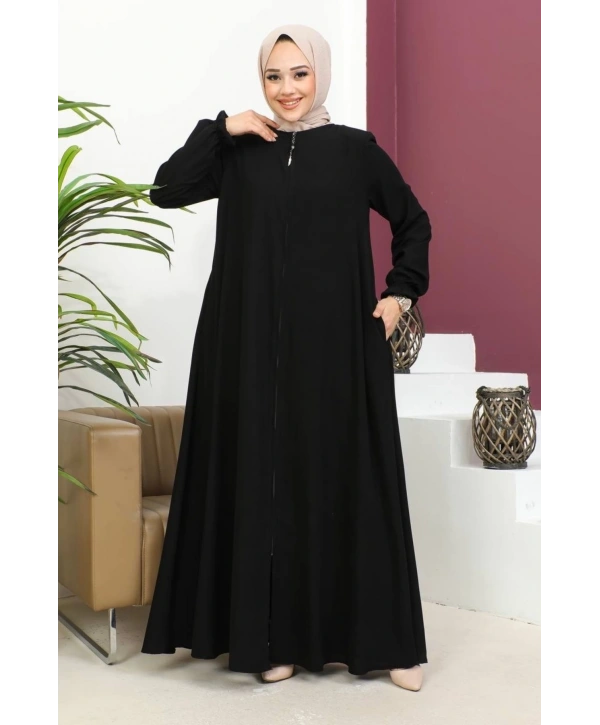 Medine İpeği Mevlana Ferace - Siyah / F0123