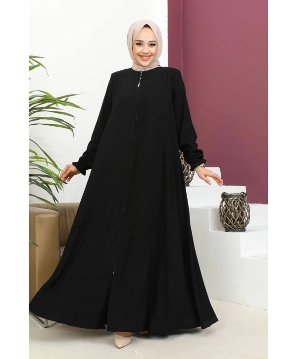 Medine İpeği Mevlana Ferace - Siyah / F0123