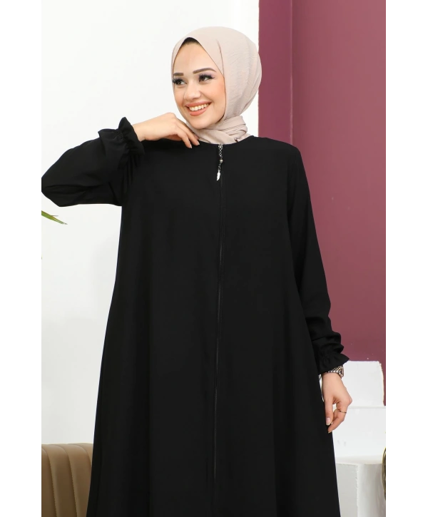 Medine İpeği Mevlana Ferace - Siyah / F0123