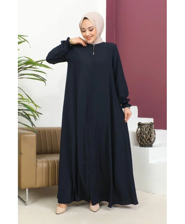 Medine İpeği Mevlana Ferace - Lacivert / F0123