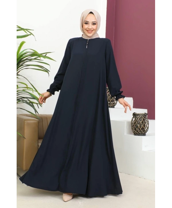 Medine İpeği Mevlana Ferace - Lacivert / F0123