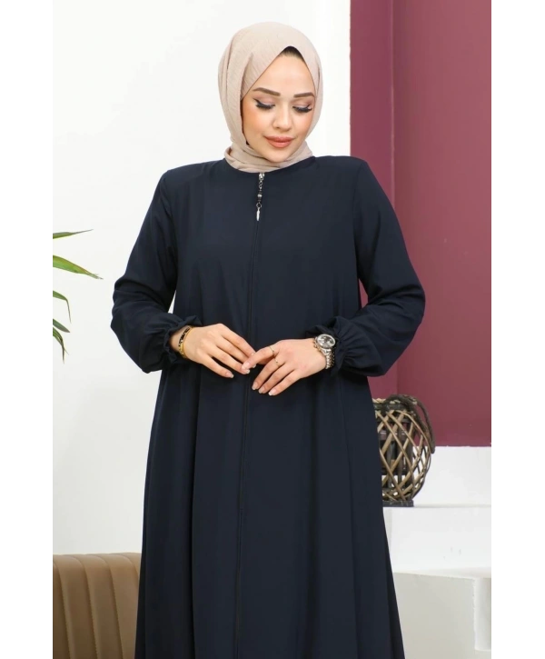 Medine İpeği Mevlana Ferace - Lacivert / F0123