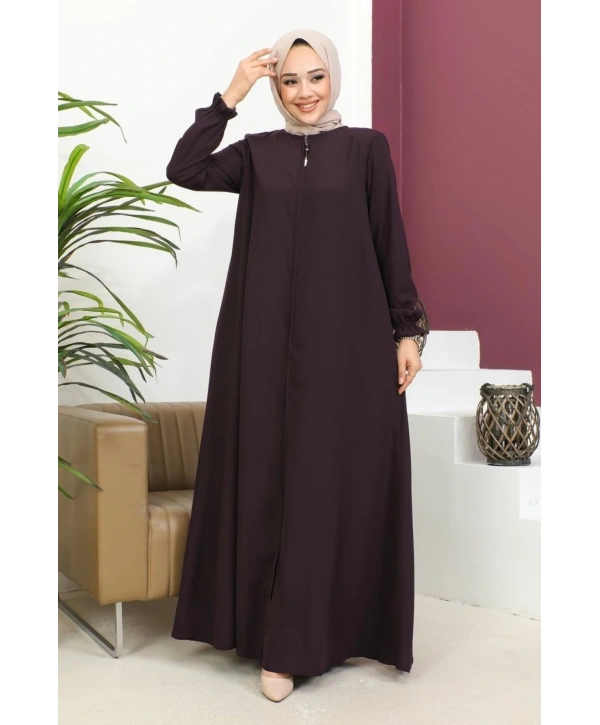 Medine İpeği Mevlana Ferace - Mürdüm / F0123