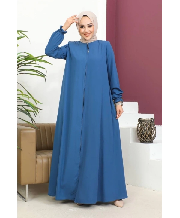 Medine İpeği Mevlana Ferace - İndigo / F0123