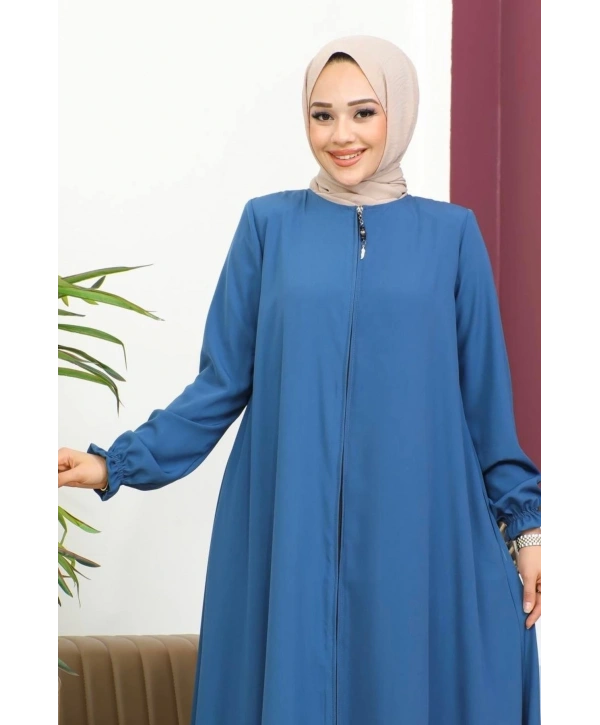 Medine İpeği Mevlana Ferace - İndigo / F0123