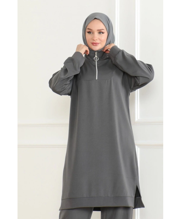 Dokuma iki ip Kumaş İkili Takım -Antrasit / T0103