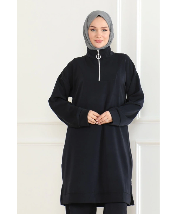 Dokuma iki ip Kumaş İkili Takım - Lacivert / T0103