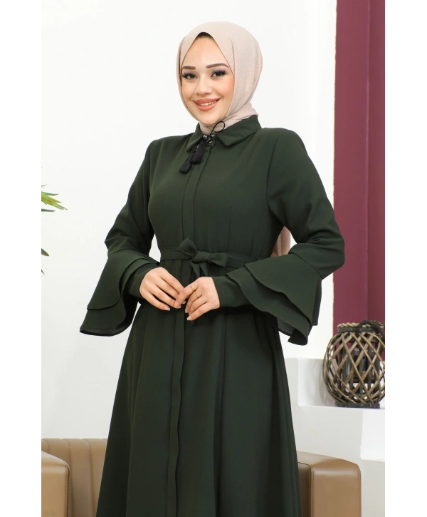 Kolu Kat Katlı Hakim Yaka Ferace - Haki / F0130