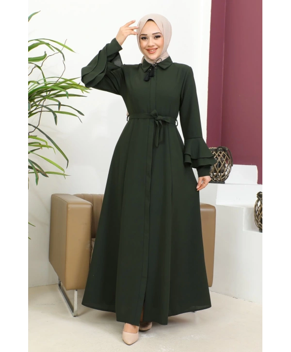 Kolu Kat Katlı Hakim Yaka Ferace - Haki / F0130