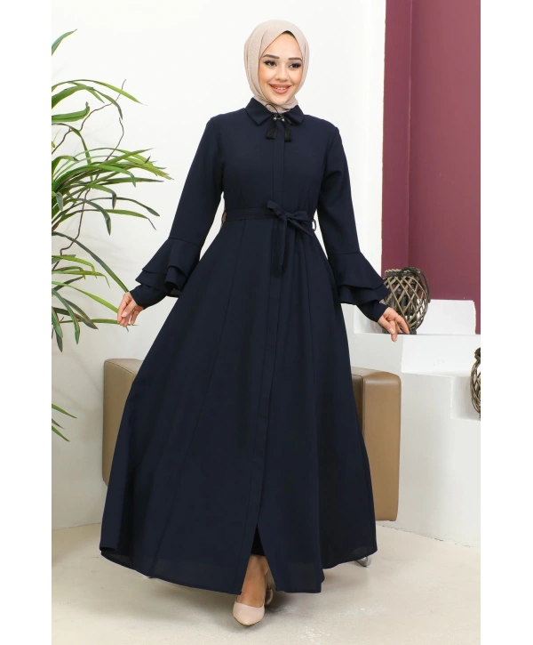 Kolu Kat Katlı Hakim Yaka Ferace - Lacivert / F0130