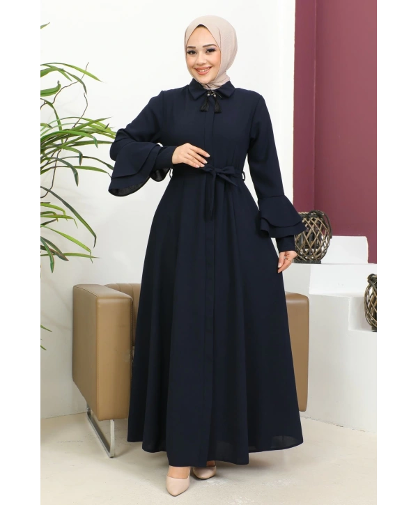 Kolu Kat Katlı Hakim Yaka Ferace - Lacivert / F0130