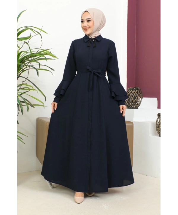 Kolu Kat Katlı Hakim Yaka Ferace - Lacivert / F0130