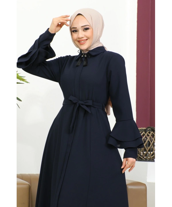 Kolu Kat Katlı Hakim Yaka Ferace - Lacivert / F0130