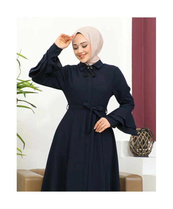 Kolu Kat Katlı Hakim Yaka Ferace - Lacivert / F0130