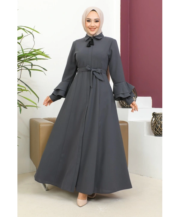 Kolu Kat Katlı Hakim Yaka Ferace - Antrasit / F0130