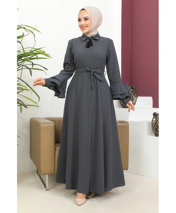 Kolu Kat Katlı Hakim Yaka Ferace - Antrasit / F0130