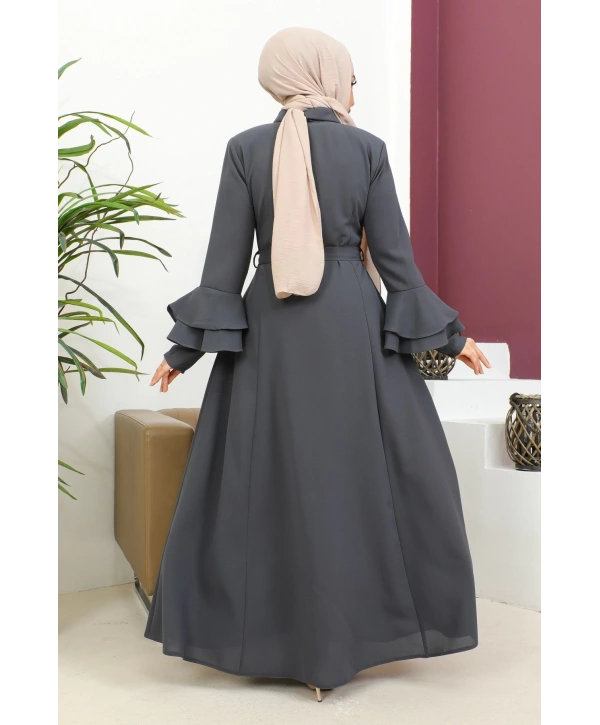 Kolu Kat Katlı Hakim Yaka Ferace - Antrasit / F0130