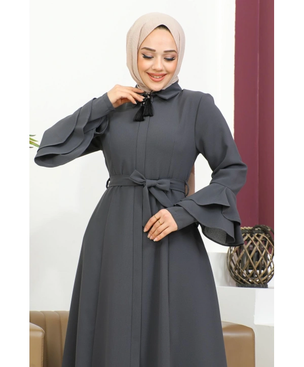 Kolu Kat Katlı Hakim Yaka Ferace - Antrasit / F0130