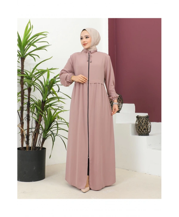 Büyük Beden Krep Ferace -Pembe