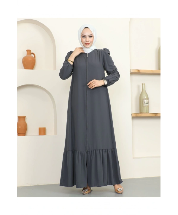 Krep Kumaş Tesettür Ferace / F0134 - Antrasit