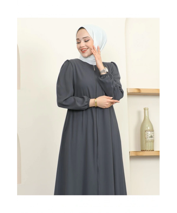 Krep Kumaş Tesettür Ferace / F0134 - Antrasit